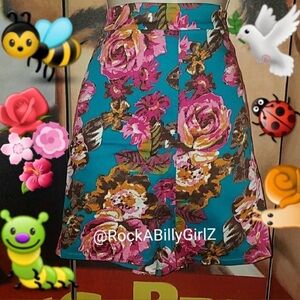 Tatyana Retro 1950's Floratina Spring High Waist Floral Pinup Shorts w Pockets